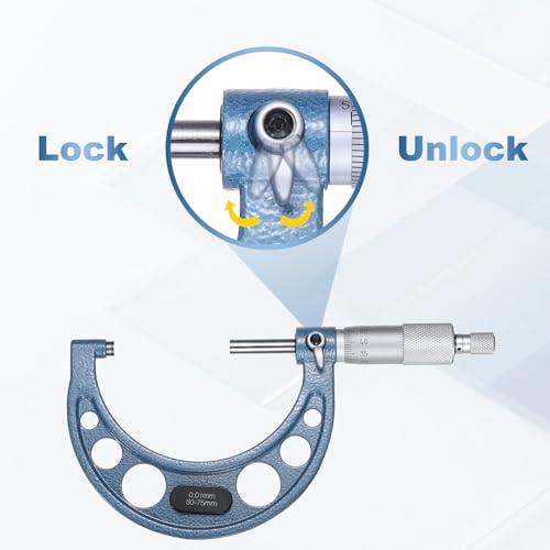 HARFINGTON Metric Outside Micrometer 50-70mm Range +/-0.01mm Accuracy,Blue - size: 50-75mm