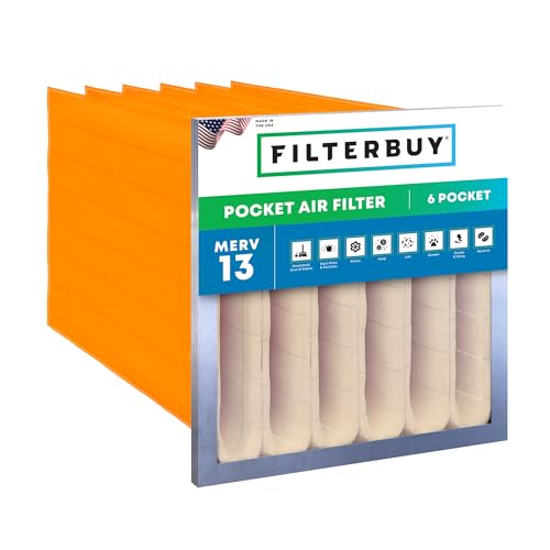 Filterbuy 20x20x22 6-Pocket Air Filter MERV 13 Particle Defense (1-Pack) - size: 20x20x22