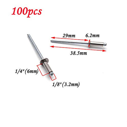 Antrader 100Pcs 1/8" x 1/4" 304 Stainless Steel Blind Rivets Pop Rivets - color: Silver, size: 1/8" x 1/4"