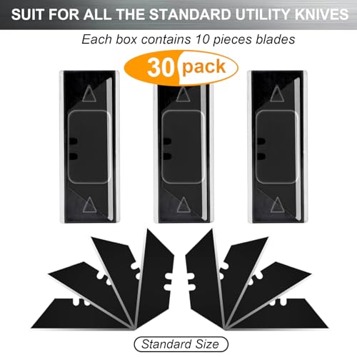 Vickay 30 Pack Utility Knife Blades, SK5 Box Cutter Blades, Razor Blades - color: Black, size: 30 Pack