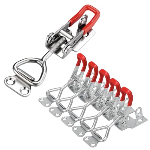 6 Pack Adjustable Toggle Latch Clamp 4001 (Silver) - color: Silver