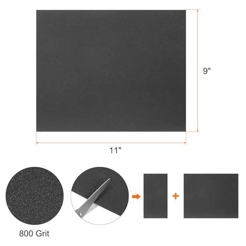 HARFINGTON 25pcs Sandpaper 800 Grit 9 x 11 Inch C-Weight Backing Silicon Carbide Abrasive Wet Dry Sanding Sheets for Wood Finishing, Metal Sanding, Automotive Polishing - size: 800 Grits