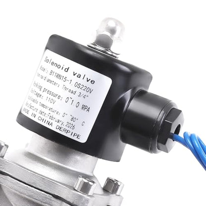 SUS304 Electric Solenoid Valve - 3/4" NPT 110V AC Stainless Steel Normally Closed Valve for Water Air Gas Fuel Oil - size: 0.75 Inch