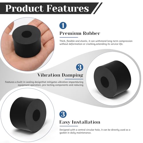 8 PCS Multi Purpose Rubber Spacer, 1-9/16" OD x 3/5" ID x 1" Thickness - size: 1-9/16" OD x 3/5" ID x 1" Thickness
