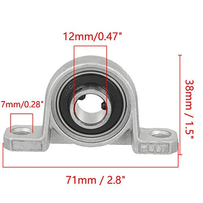 XMHF 2Pcs KP001 12mm Bore Zinc Alloy Inner Ball Mounted Pillow Block Insert Bearing