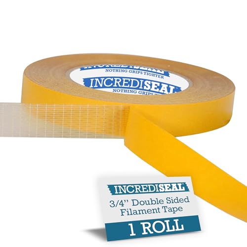 IncrediSeal 3/4" Double Sided Bi-Directional Fiberglass Reinforced Filament Banner Hemming Mounting Tape, 36 Yards, 9.0 Mil, Heavy Duty Industrial, Permanent Bond, Hobby, Craft, Signs, Displays - size: 3/4 inch x 108 feet