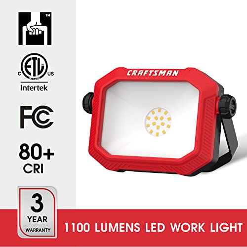 CRAFTSMAN 1100 Lumens 4000K LED Tiltable Portable Work Light, 1 PK - color: Red