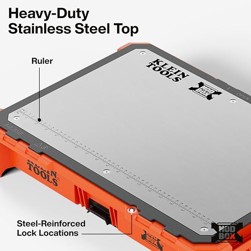 Klein Tools 54826MB MODbox Tray Work Top, Portable Worktop Surface, Multi-Use Workbench Top, Stainless Steel, Modular Work Surface - size: Tray Top