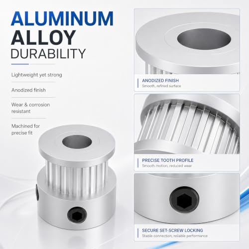 20 Teeth GT2 Timing Belt Pulley, 5mm Bore 6mm Width Synchronous Wheel GT2 Idler Pulley Fit 6mm Belt for 3D Printer Accessories and CNC Machines (7-Pack) - size: 20T 5mm Bore