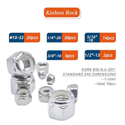 70pcs SAE Lock Nuts Assortment Set - size: 70pcs SAE Assortment Set