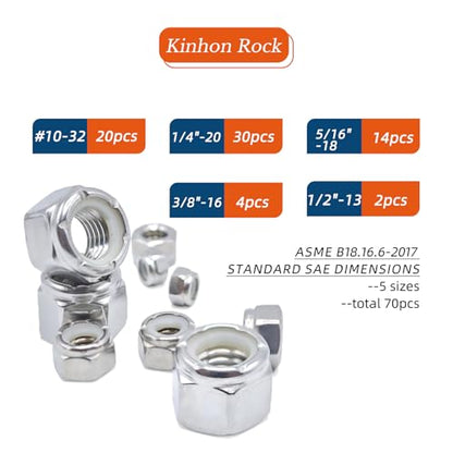 70pcs SAE Lock Nuts Assortment Set - size: 70pcs SAE Assortment Set