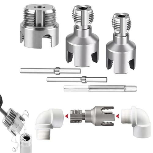 3-Piece PVC Pipe Threading Tool Set for 1/2-inch,3/4-inch,and 1-inch Pipes