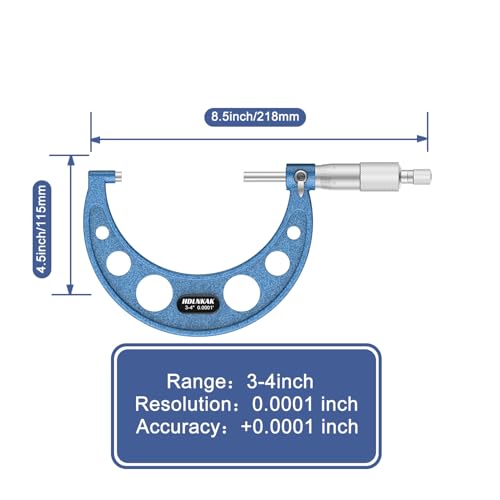 HDLNKAK Outside Micrometer 3-4", 0.0001" Graduation Micrometer Set - color: 1 piece set 3-4”