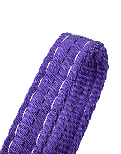 QWORK Lifting Slings Straps with Hooks - 5 Feet, 4409 Pounds Capacity, 2 Pack Polyester Webbing - Purple Rigging Straps for Engines, Cranes, Hoists