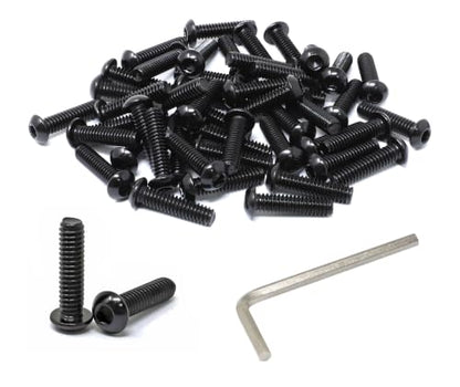 iexcell 50 Pcs 1/4-20 x 1 Stainless Steel 304 Hex Socket Button Head Cap Screws Bolts, Black Oxide Finish, with Hex Key Spanner - size: 1/4-20 x 1"