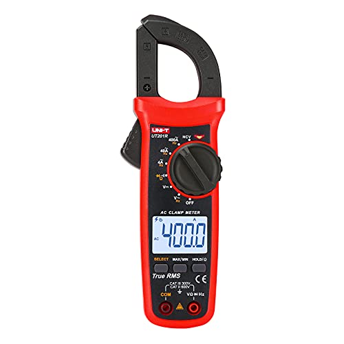 UNI-T UT201R Digital Clamp Meter AC Current TRMS HVAC Amp Ohm Volt Meter Clamp On Multimeter Auto Ranging 4000Counts AC Current Frequency NCV AC DC Voltage Frequency Resistance Continuity Diode Tester - size: UT201R
