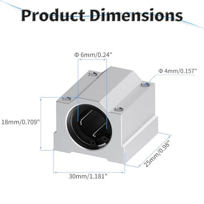 4 Pcs SCS6UU Linear Ball Bearings, 6mm ID, 25mm Length - size: SCS6UU