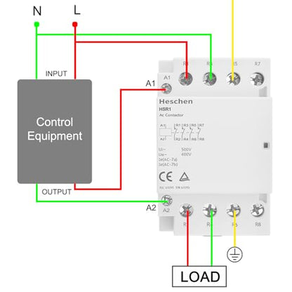 Heschen Household AC Contactor HSR1-63 4 Pole Four Normally Closed 220V/240V Coil Voltage 35mm DIN Rail Mount