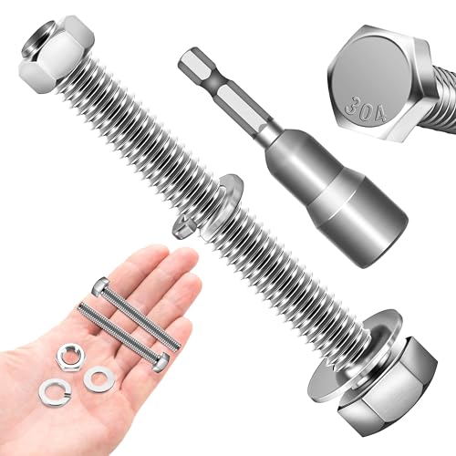 (6 Sets) 3/8 Bolt, 3/8-16 x 3 Hex Head Screws, Assorted Screws Nuts and Bolts with Flat & Lock Washers, Stainless Steel 3/8 Bolts and Nuts Set, Fully Threaded by Marysino - color: (Silver)-3/8, size: 3"