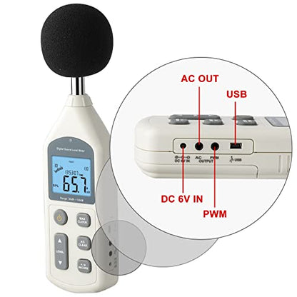 Decibel Meter, Professional Sound Level Meter with Backlight Display, USB Available SPL Meter 30 to 130dB, EC651 & ANSI S1.4 Standards A/C Weighted Sound Meter, Noise Meter with Records to 4700 - color: USB Version