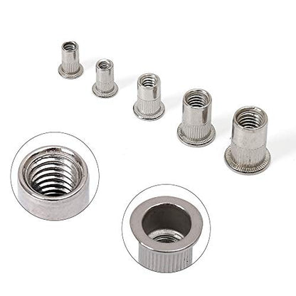 Stainless Steel Rivet Nuts Kit #8-32#10-24 1/4"-20 5/16"-18 3/8"-16 Threaded Insert Nutsert Rivnuts - size: 8-32*10-24*1/4-20*5/16-18*3/8-16