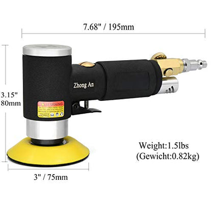 2 3-inch Mini Orbital Sander da sander Air Dual Action Sander Air Polisher Super Smooth and Swirl Freely for Auto Body Work (BLACK) - color: Black