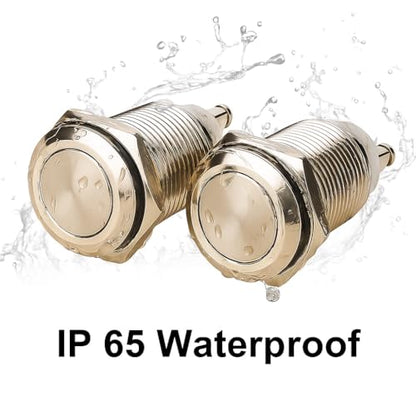 Gebildet 2pcs 16mm Latching Push Button Switch,12V/24V/125V/250V/5A Self-lock Button Switch with 2 Screw Terminals Stainless Steel Metal Waterproof Self-lock Button(Flat Head) - size: 16mm-Stainless Steel