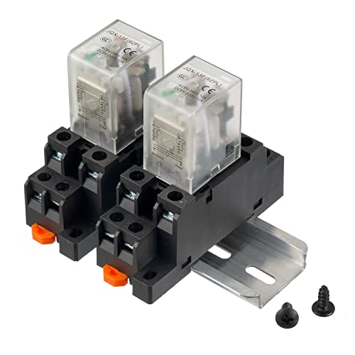 DC 24V JQX-13FL 62PL Coil 8 Pin 10A DPDT LED Indicator Electromagnetic Power Relay with Plug-in Terminal Socket and DIN Slotted Aluminum Rail - size: 8Pin-10A-DC24V