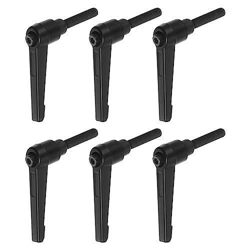 6pcs Adjustable Clamping Lever Handles M6 x 32mm Male Thread Bolt Knobs Rotating Screw Locking Quick Release Ratchet Push Button Handle, Black - size: M6 x 32mm