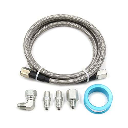 Pressure Stainless Remote Turbocharger Sensor Teflon 4 AN Gauge Line Kit - size: 48 Inch