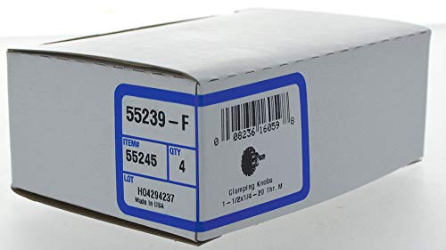 The Hillman Group Clamping Knob 1-1/2” Diameter x ¼”-20 Thread Male, 4-Count (Pack of 1), Black