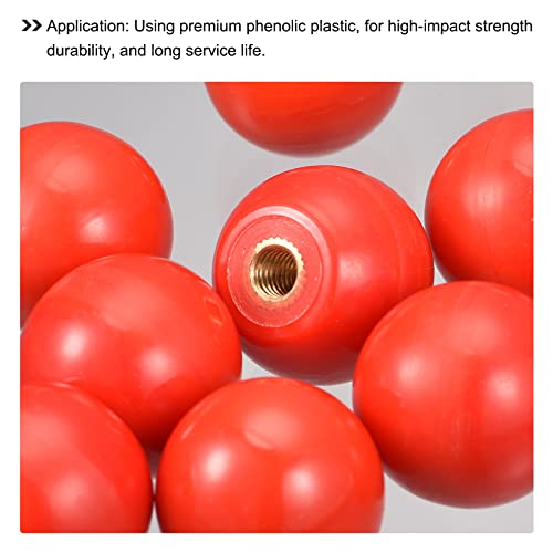 uxcell 6Pcs Threaded Ball Knobs, M6 Female Thread Thermoset Ball Knob - color: Red, size: M6x0.98''