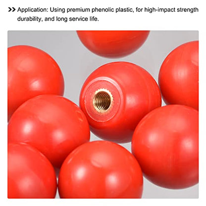 uxcell 6Pcs Threaded Ball Knobs, M6 Female Thread Thermoset Ball Knob - color: Red, size: M6x0.98''