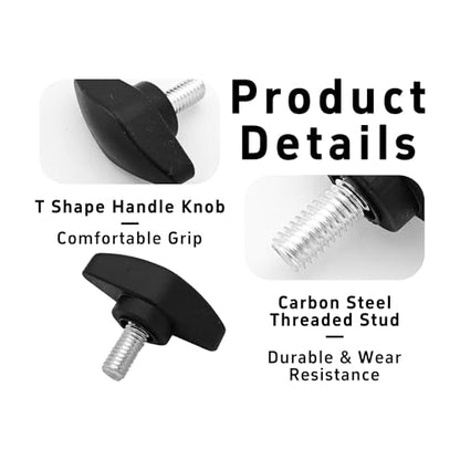 pson 4Pcs M6 x 12mm Tee Wing Knob Thumb Screws, Plastic T Handle Clamping Knobs with Male Thread for Woodworking, Machinery, Equipment - size: M6 x 12mm