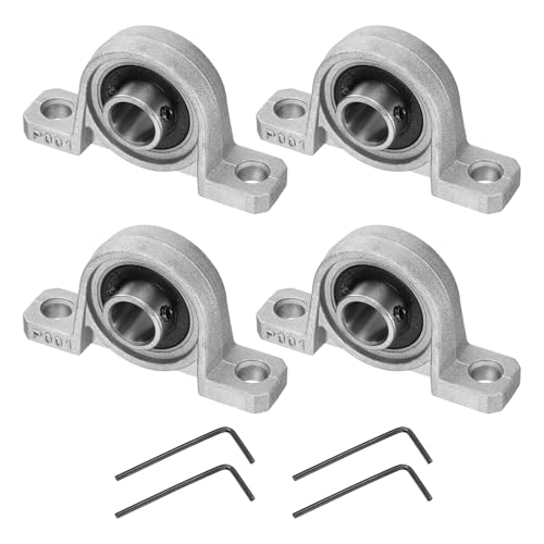 uxcell 4pcs KP001 Pillow Block Bearings 12mm Bore Bearing Units Zinc Alloy Flange Mounted Bearing Housing, P6(ABEC3) - size: KP001