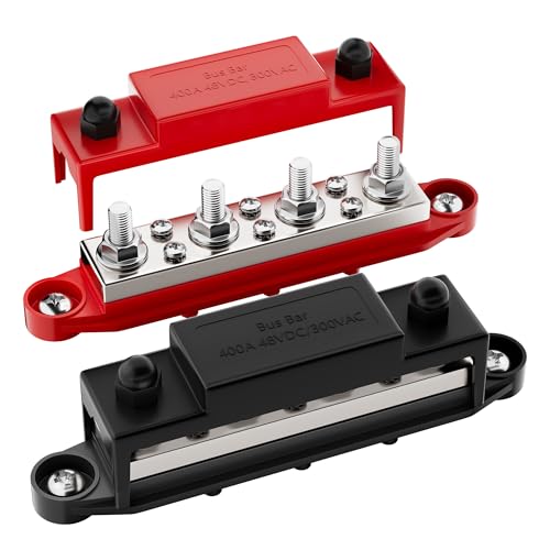 RVBOATPAT 400A Power Distribution Block 12V Bus Bar 4 x 5/16" (M8) Terminal Studs and 6 x #8 Terminal Screws 12 Volt Marine Bus Bar Positive & Negative - style: 400A 4x5/16"(M8) Studs+6 x #8 Screws