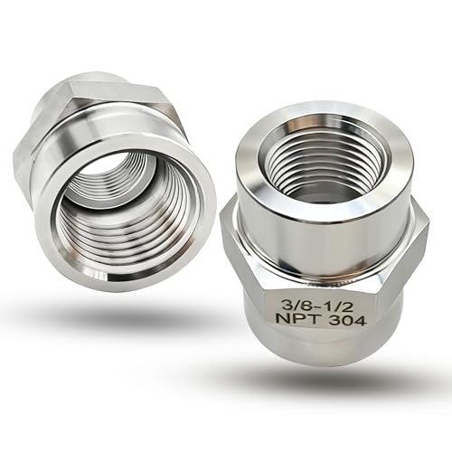 1/2 Inch NPT Female x 3/8 Inch NPT Female Pipe Fitting Reducer Coupler Connector, 304 Stainless Steel Reducing Coupling Adapter for Air Water Gas Oil (1/2" female x 3/8" female) - size: 1/2" female x 3/8" female