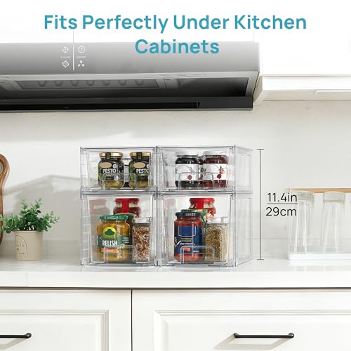 Vtopmart Clear Stackable Storage Drawers, 4 Pack Kitchen Cabinet Set - style: 2 Medium+2 Small
