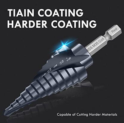 3/16"-7/8" Double Sprial Flute M35 Cobalt Step Drill Bit - size: 3/16"-7/8"(2 Flute)