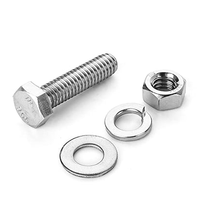 5/16-18 x 5" Hex Head Bolts Screws, Nuts, Flat and Lock Washers Assortment Kit, 304 Stainless Steel(18-8), Machine Fully Thread, Bright Finish 6Sets - size: 5/16-18 x 5" (6Sets)