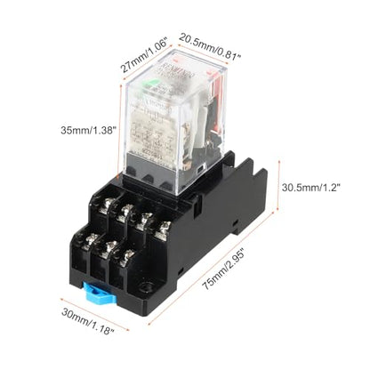 MECCANIXITY 4 Set DC24V Electromagnetic Relay 14-Pin 5A DPDT 4NC 4NO