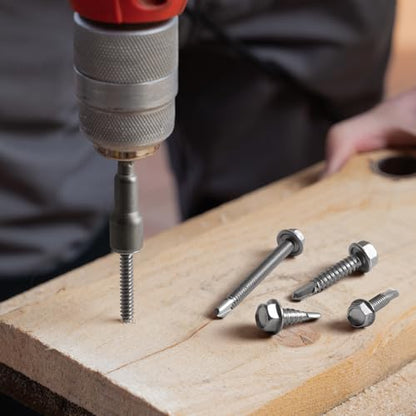 Self Drilling Screws for Metal,#12 x 1-1/4" (80Pcs),Hex Washer Head 410 Stainless Steel,Self Tapping - size: #12 x 1-1/4''