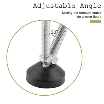 Bonsicoky M12 Metal Adjustable Leveling Feet, Black, 4 Pcs, 3.2" x 1.9" - size: 3.2" x 1.9"