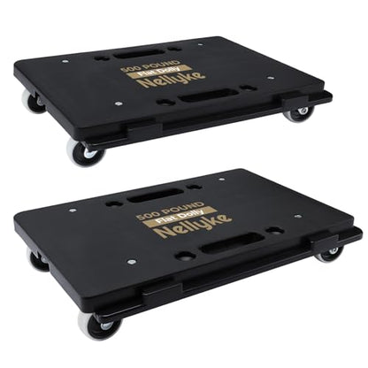 Nellyke Furniture Dolly, 2 Pack Small Flat Moving Dolly, Furniture Movers with 4 Wheels, 500Lbs Capacity, Connectable and Portable Dollies for Heavy Appliance, Black - color: Black/2 Pack-m