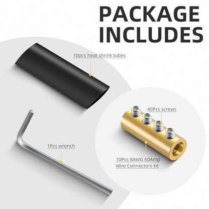 10PCS 6-10AWG 6 8 10 Gauge Wire Butt Connector 4Nut Splice Kit Brass - color: 6AWG-80Amp-4Nuts, size: 10