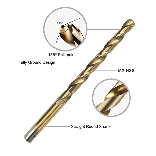 GMTOOLS 29PCS Drill Bit Set, M2 HSS, 135°Tip, Twist Jobber Length Drill Bit Kit for Hardened Metal, Cast Iron, Stainless Steel with Indexed Round Case,1/16"-1/2" - style: 29 pcs M2