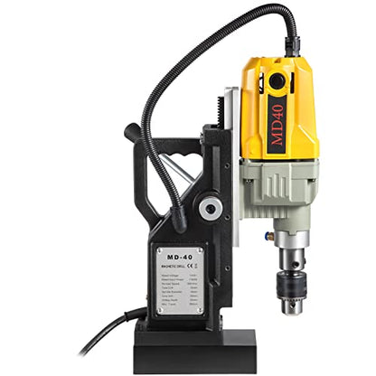 VEVOR Magnetic Drill, 1100W 1.57" Boring Diameter, 2697lbf/12000N Portable Electric Mag Drill Press with 7 Bits, 580 RPM Max Speed Drilling Machine for any Surface and Home Improvement - size: 1.57 in (7 Bits)