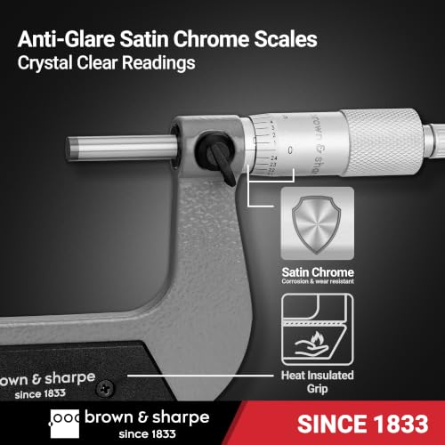 Brown & Sharpe 2-3" Outside Micrometer, 0.001" Graduation, Carbide Faces - size: 2-3 Inch