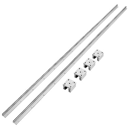 VEVOR Linear Rail, 2 PCS SBR 20-2200mm, Linear Guideway Rail, and 4 PCS SBR20UU Square Type Carriage Bearing Blocks, Linear Guide Rails for Automated Machines Equipments and DIY CNC Routers