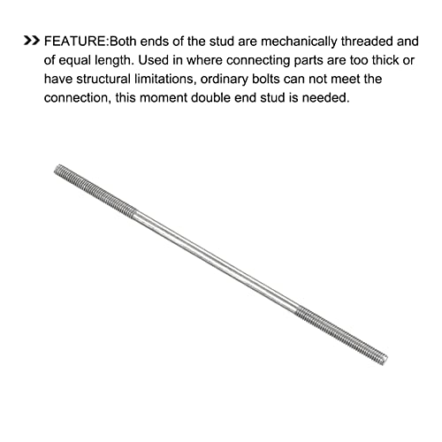 METALLIXITY Double Ended Stud Screws (M4 Thread 110mm Length) 10pcs, 304 Stainless Steel Dual Threaded Rod Bolts - for House Maintenance - size: M4x110mm
